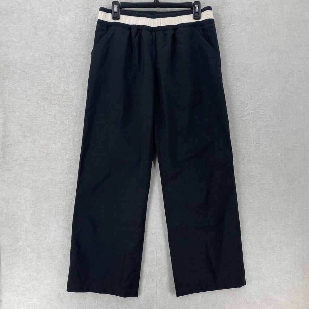 Nike Windbreaker Pants Women MEDIUM Black Lined Track Athleisure Sz 8-10 Pull On